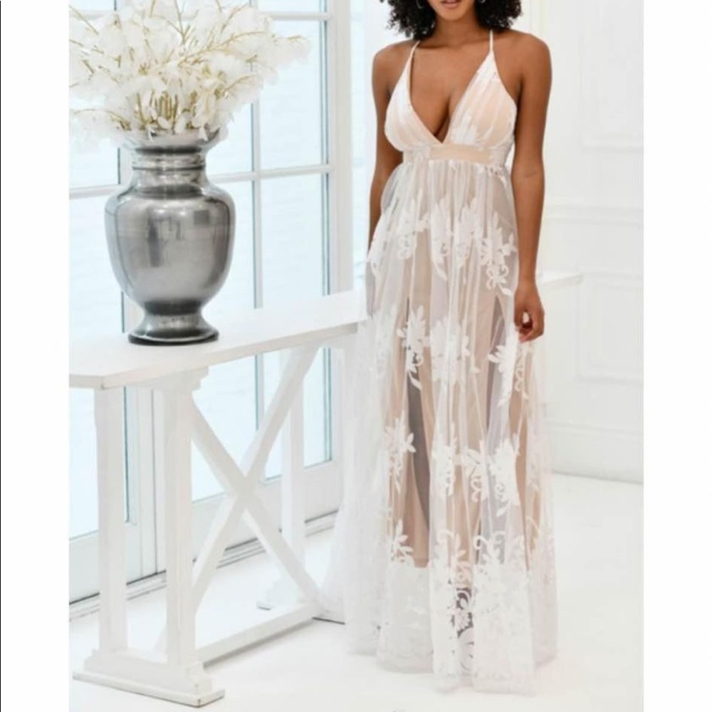 Brand new with tags white and nude maxi dress